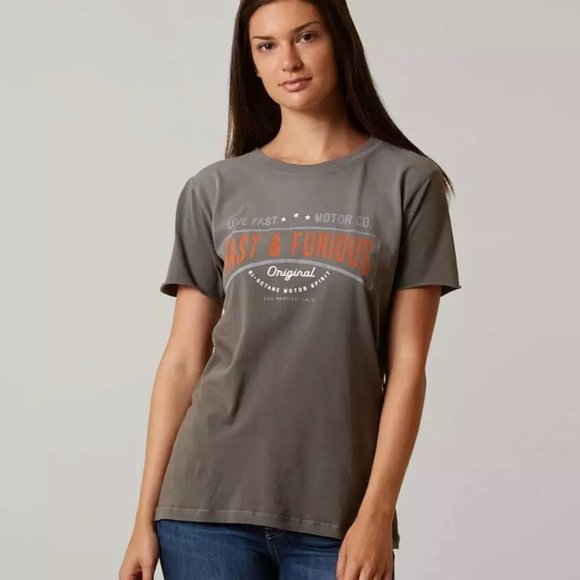 AFFLICTION Women's T-Shirt S/S MOTOR PARTS Tee Bik - Picture 2 of 11